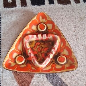 Orange and Brown Triangular Ceramic Art Piece